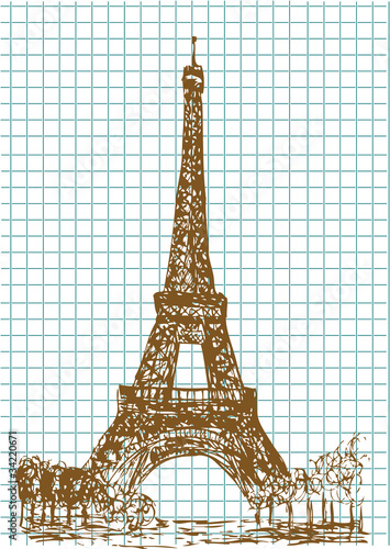 hand drawn eifel tower