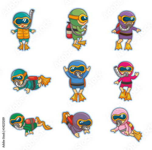 cartoon diver icons
