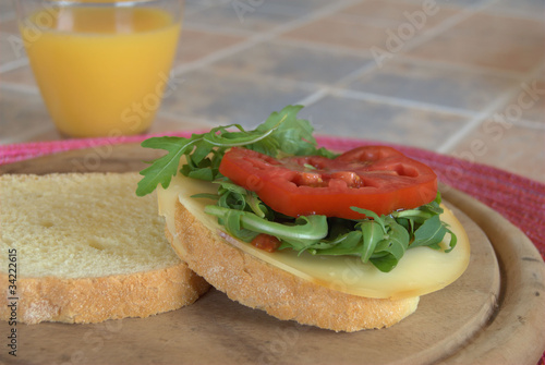 salad sandwich with tomato and cheese