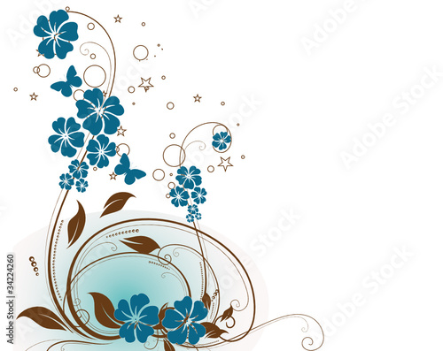 floral coin bleu
