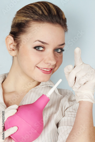 Tableau sur toile Woman with the enema