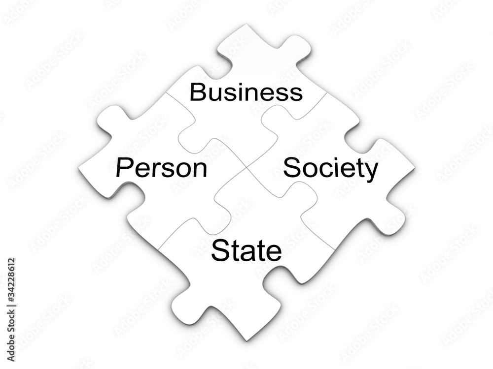 Business puzzle concept. Isolated on the white background