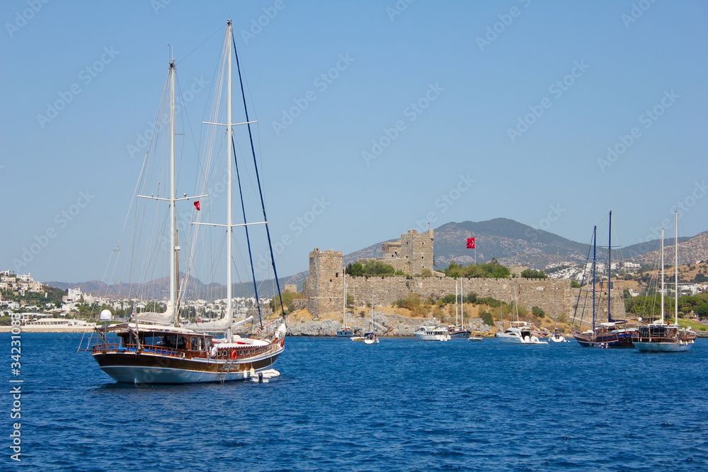 Bodrum castle and sailing boats