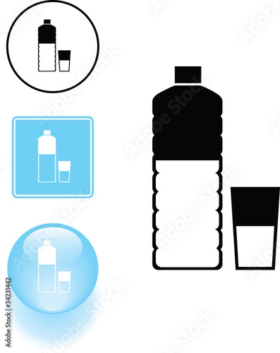 bottled water symbol sign and button