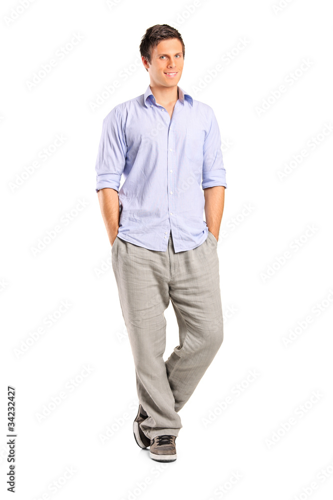 Fototapeta premium Smiling casual man looking at camera