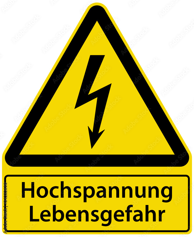 Hochspannung Lebensgefahr Schild Warnschild Blitz Aufkleber Hochspannung Lebensgefahr Schild Warnschild Blitz Aufkleber