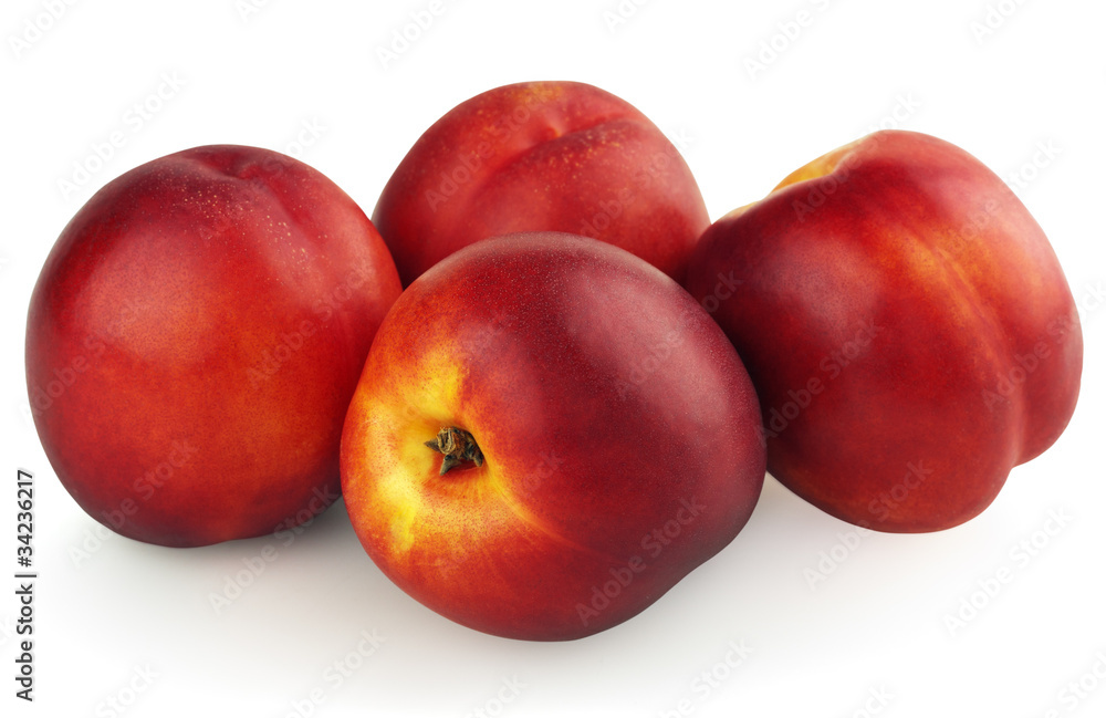 Four nectarines isolated on white Four nectarines isolated on white
