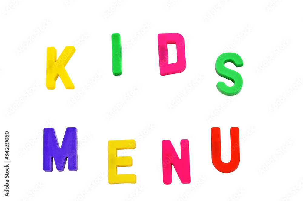 Kid's menu in magnet letters Kid's menu in magnet letters