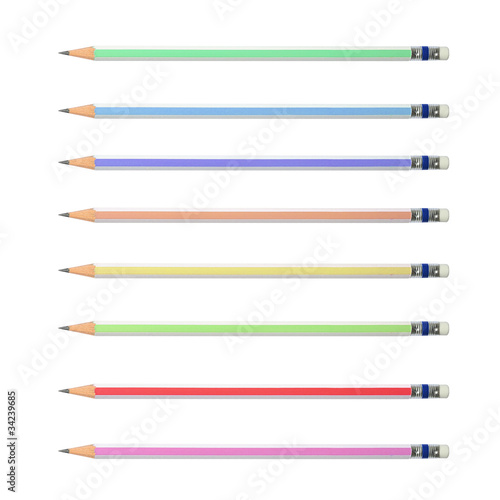 Colorful pencils on the white background.