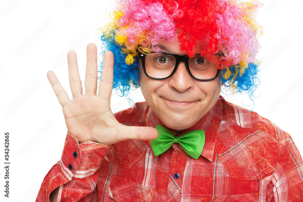 Man with party wig Man with party wig
