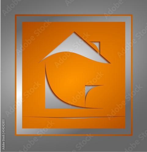 logo immobilier design orange