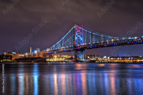 Benjamin Franklin Bridge at Night photo