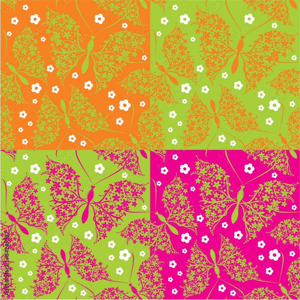 seamless vector pattern with butterflies and flowers seamless vector pattern with butterflies and flowers