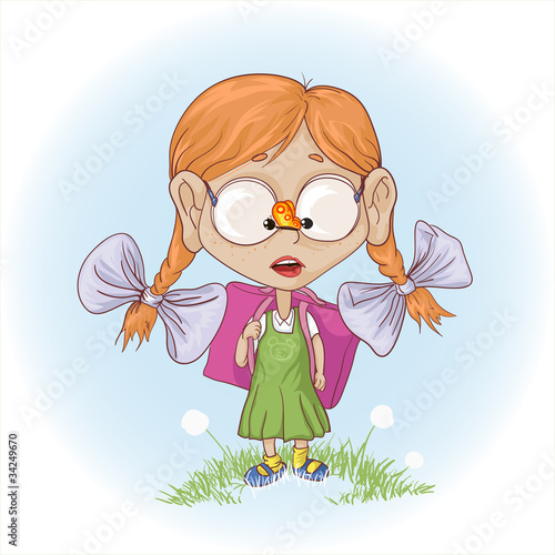 A little girl goes to school