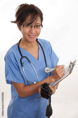 Attractive asian filipino nurse doctor healthcare worker