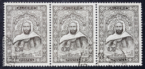 Three Algerian stamps depicting Emir Abdel Kader photo