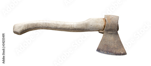 Old axe on a white background