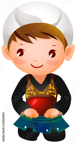 Portrait of a boy wearing kendo uniform