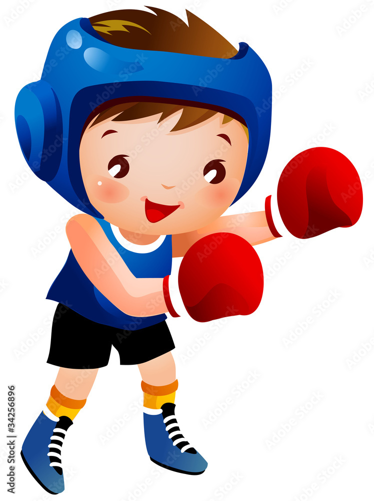 Boy with boxing glove