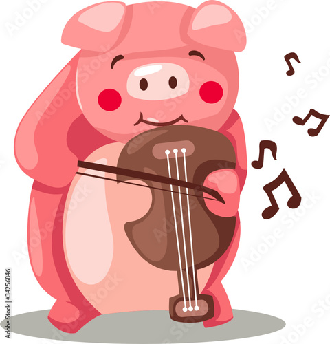 pig playing violin