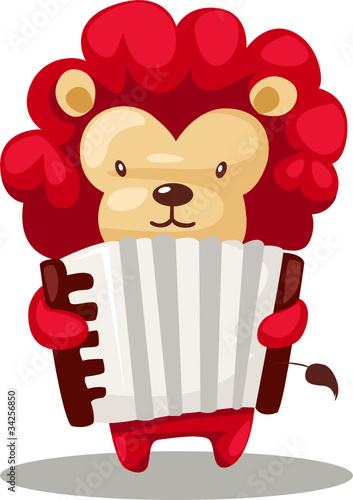 Lion playing accordion