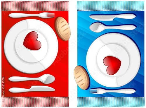 Amore Piatti Cena Romantica-Romantic Love Dinner-Vector
