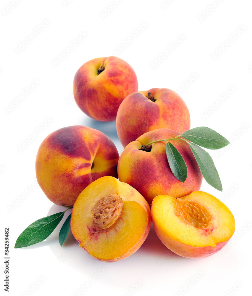 peach and leaves peach and leaves
