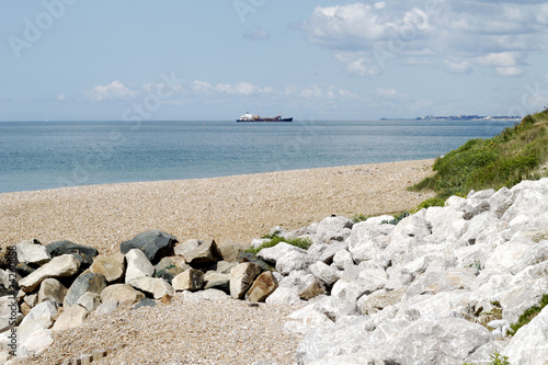 Beach by Shoreham Port. Sussex. England photo