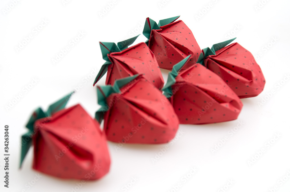 Isolated Origami Strawberries Isolated Origami Strawberries