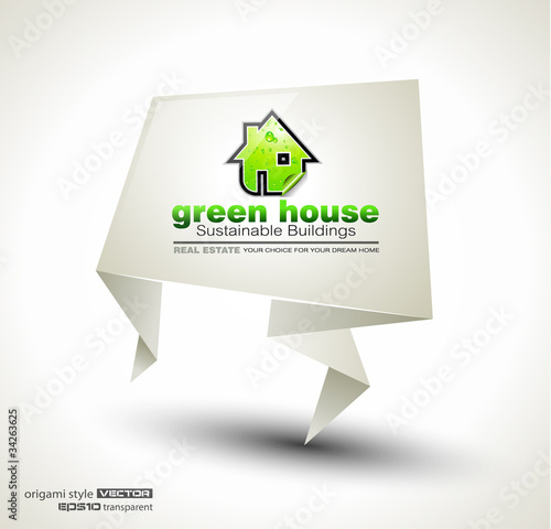 Green Real Estate abstract origami paper stand