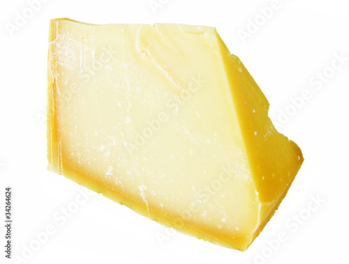 piece of  parmesan cheese on white background