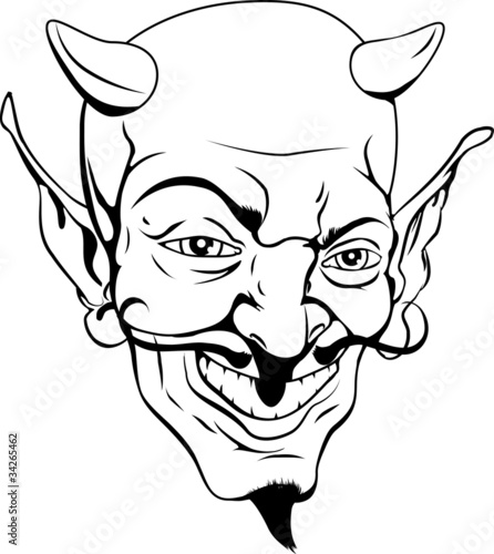 Monochrome devil face