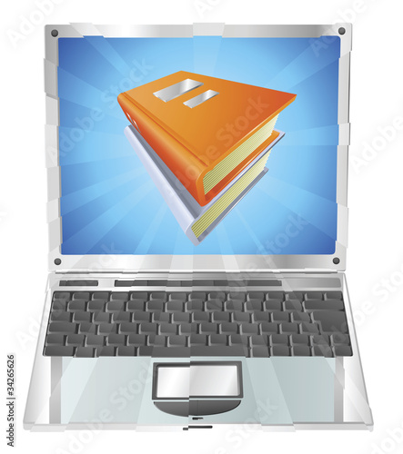 Books icon laptop concept