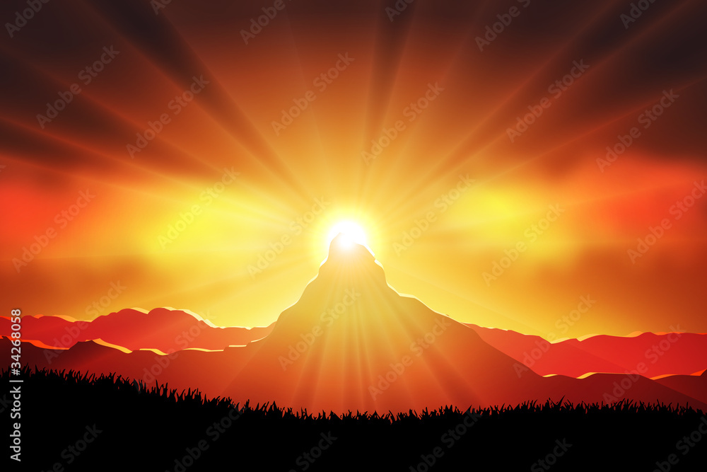 Vector Mountain and Sun