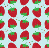 Cute colorful seamless pattern with red strawberries