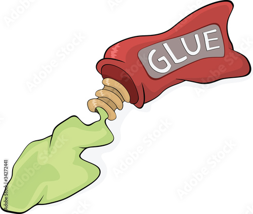 Tube with glue. Cartoon