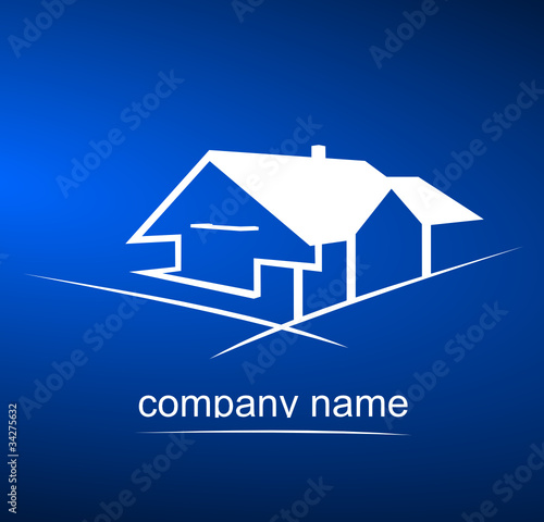 logo maison sur fond bleu design