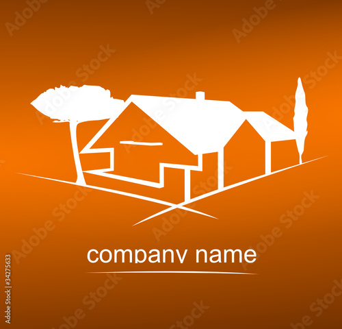logo immobilier design orange