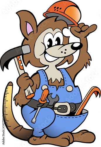 Hand-drawn Vector illustration of an Kangaroo Handyman