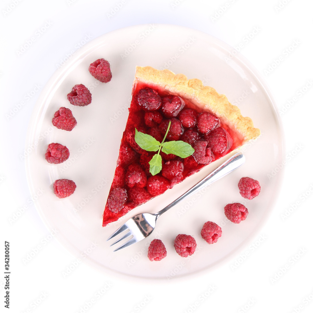 Raspberry Tart portion on a plate Raspberry Tart portion on a plate