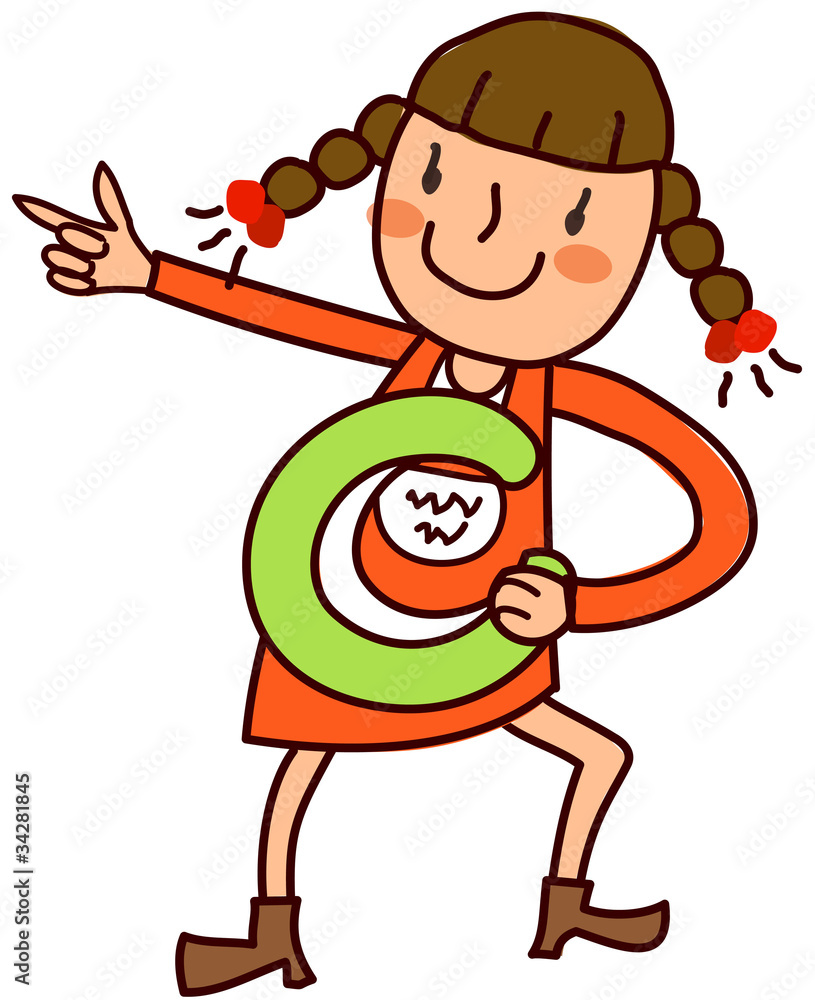 Portrait of girl holding alphabet c Portrait of girl holding alphabet c