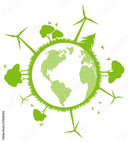 Ecology earth globe alternative energy vector concept background
