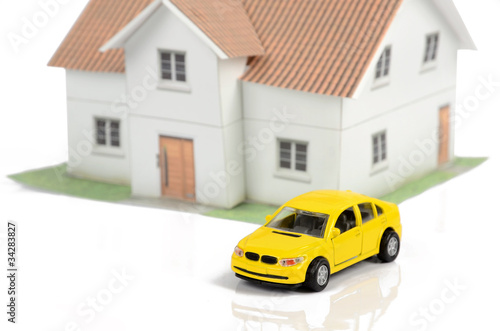 Toy car and house