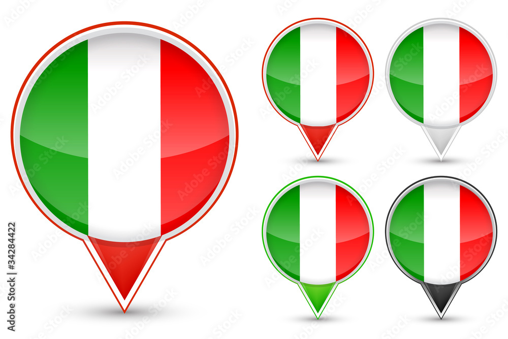 set of Italy buttons isolated on white background set of Italy buttons isolated on white background