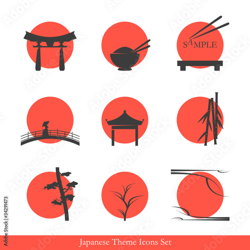 Japanese theme icons set #34291473