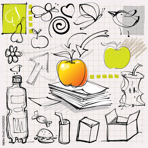 doodles (apples, fruits, etc.)