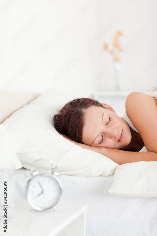 Close up of a Red-haired woman lying in bed Close up of a Red-haired woman lying in bed
