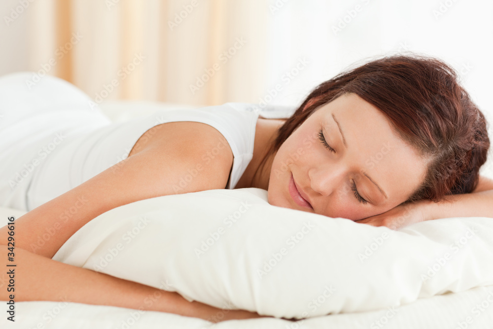 Close up of a gorgeous Woman sleeping in her bed Close up of a gorgeous Woman sleeping in her bed