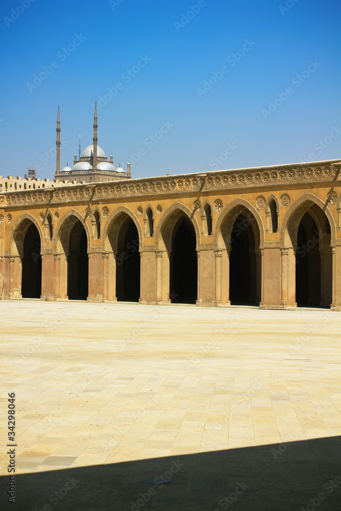 The Main Court of Ibn Tulun Mosque in Cairo