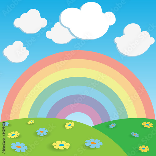 rainbow and flowers